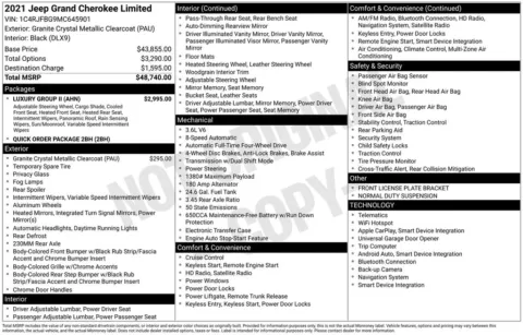 Photos of 2021 Jeep Grand Cherokee Limited for sale in Newton, IA at Gregg Young of Newton