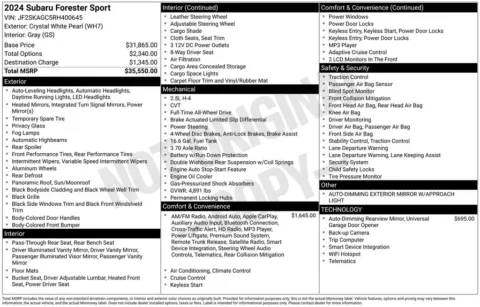 Photos of 2024 Subaru Forester Sport for sale in Newton, IA at Gregg Young of Newton