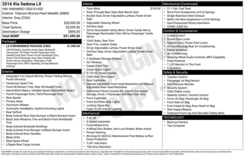 Photos of 2016 Kia Sedona LX for sale in Newton, IA at Gregg Young of Newton