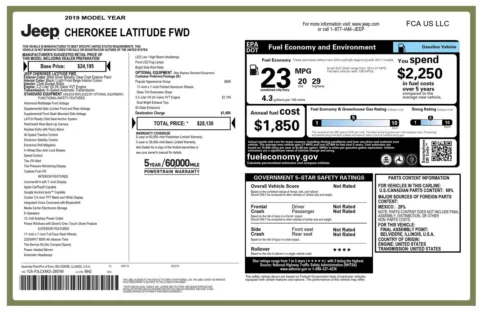 Photos of 2019 Jeep Cherokee Latitude for sale in Greer, SC at Northside Auto Sales