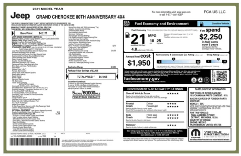 Photos of 2021 Jeep Grand Cherokee 80th Anniversary for sale in Greer, SC at Northside Auto Sales