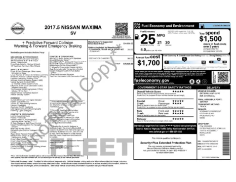 Photos of 2017 Nissan Maxima SV for sale in Greer, SC at Northside Auto Sales
