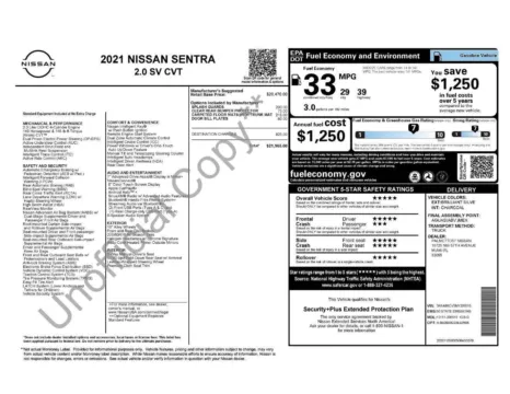 Photos of 2021 Nissan Sentra SV for sale in Greer, SC at Northside Auto Sales