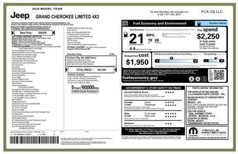 Photos of 2020 Jeep Grand Cherokee Limited for sale in Greer, SC at Northside Auto Sales