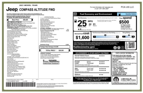 Photos of 2021 Jeep Compass Altitude for sale in Greer, SC at Northside Auto Sales