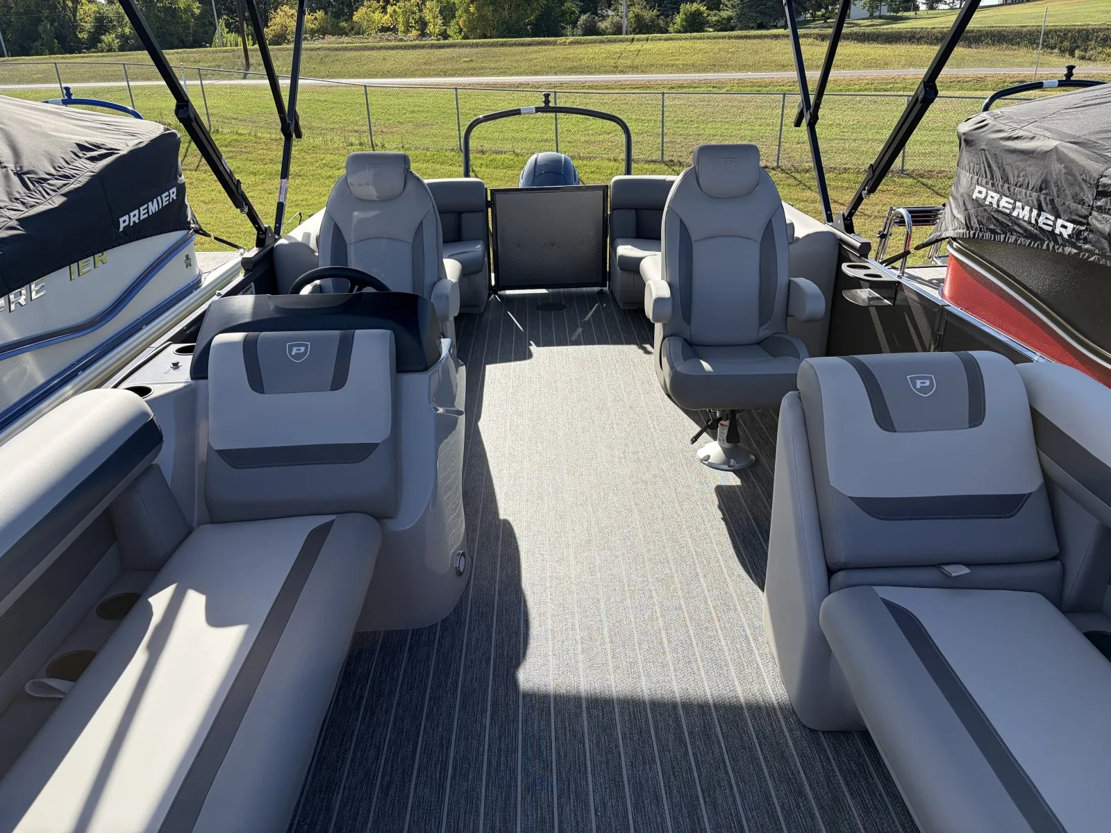 Gray 2027 PREMIER SUNSCAPE 220 RF PTX TRIPLE 115HP BUNK TRAILER for sale in Detroit Lakes, MN