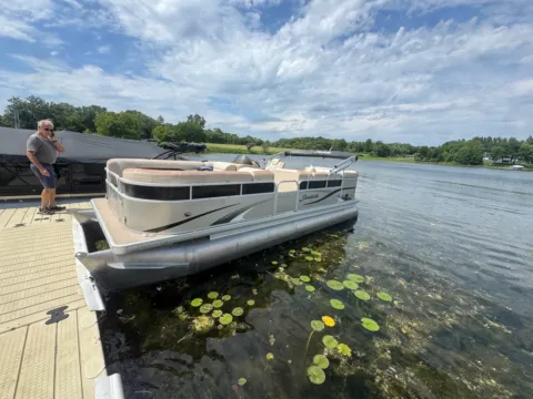 Another view of 2012 GODFREY SWEETWATER 2286 CRUISE 70HP LEGS TRAILER for sale in Detroit Lakes, MN at McLaughlin's RV & Marine - Detroit Lakes