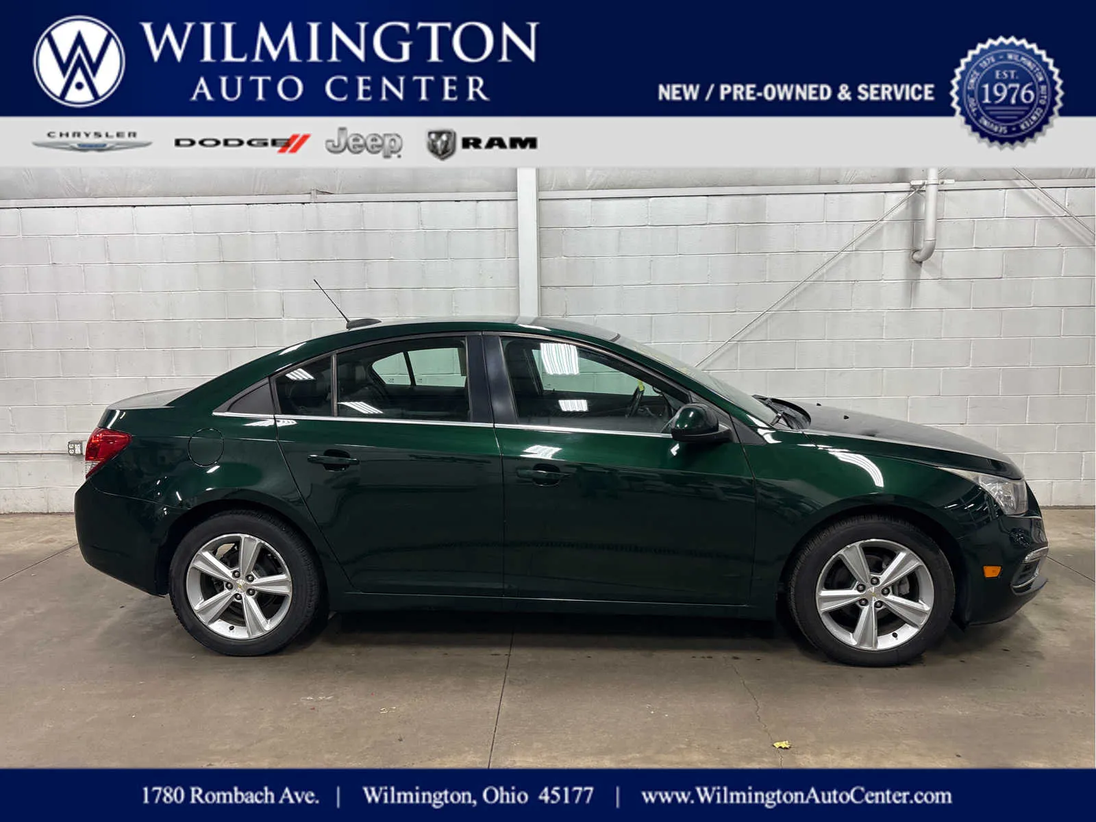 Green 2015 Chevrolet Cruze LT for sale in Wilmington, OH
