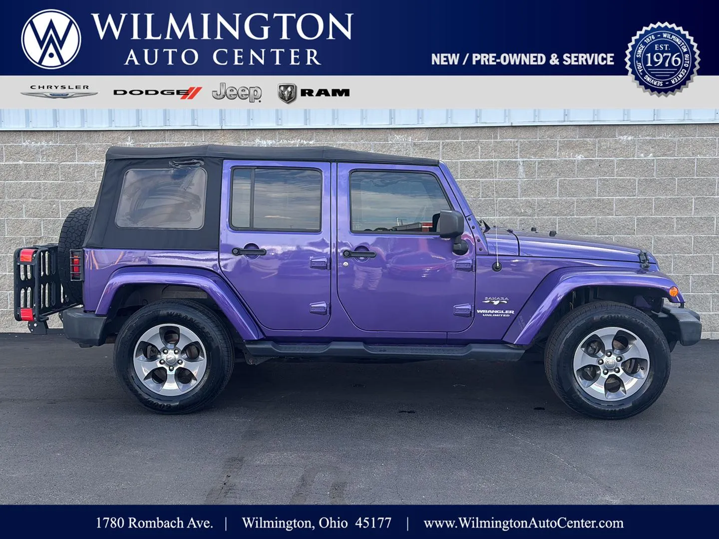Purple 2017 Jeep Wrangler Unlimited Sahara for sale in Wilmington, OH