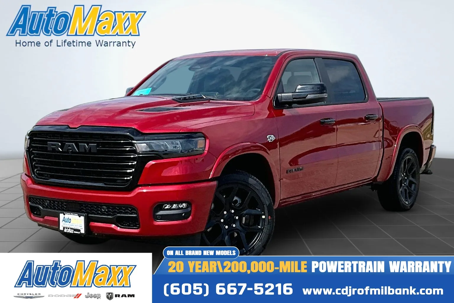 Red 2026 Ram 1500 Laramie for sale in Milbank, SD