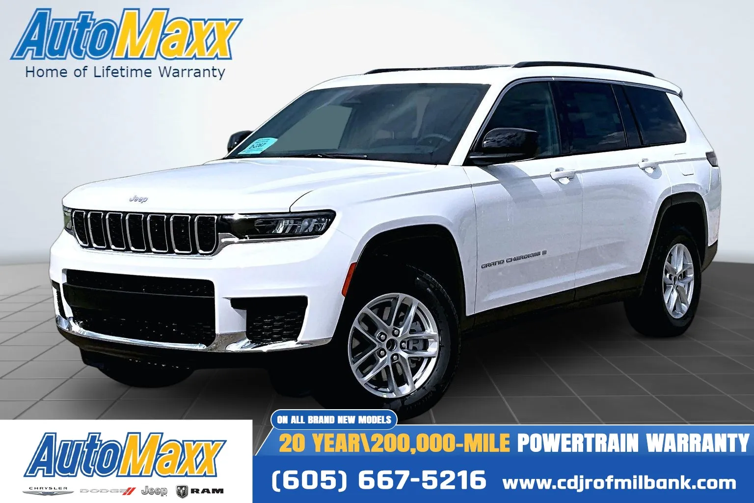 White 2026 Jeep Grand Cherokee L Laredo X for sale in Milbank, SD