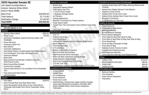 Photos of 2025 Hyundai Sonata SE for sale in Newnan, GA at Southtowne Hyundai of Newnan