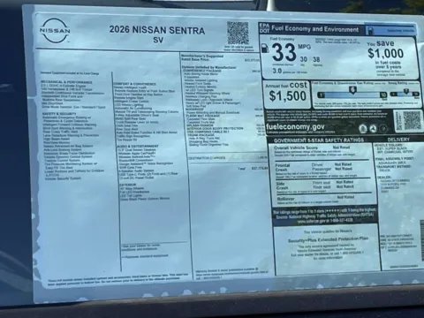 Photos of 2026 Nissan Sentra SV for sale in Cumming, GA at Nissan Of Cumming