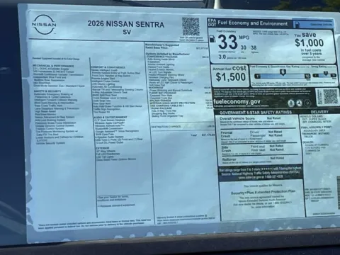 Another view of 2026 Nissan Sentra SV for sale in Cumming, GA at Nissan Of Cumming