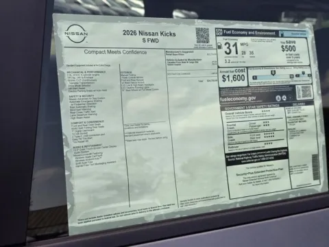 Photos of 2026 Nissan Kicks S for sale in Cumming, GA at Nissan Of Cumming