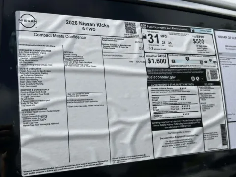 Photos of 2026 Nissan Kicks S for sale in Cumming, GA at Nissan Of Cumming