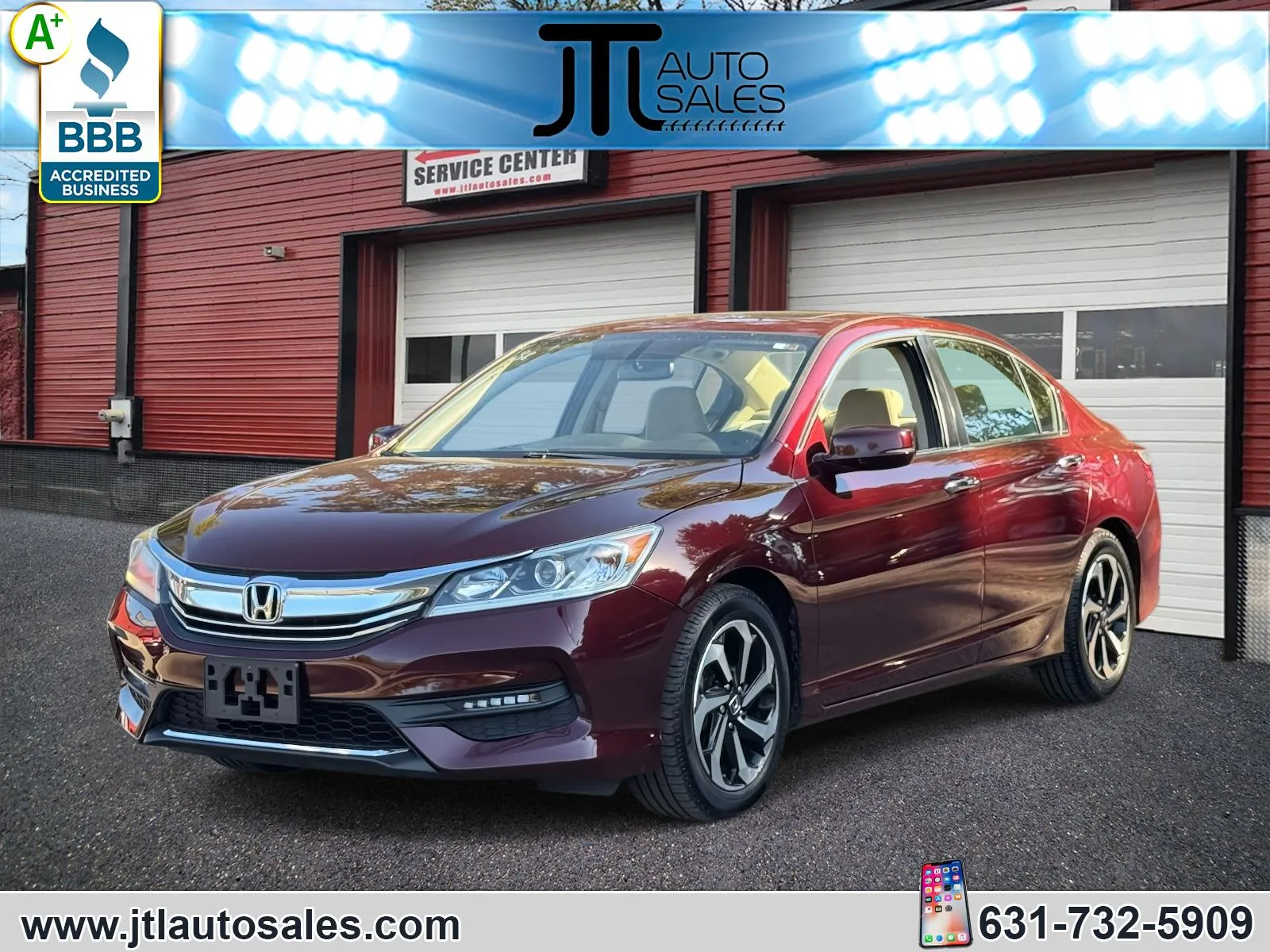 Red 2017 Honda Accord Sedan EX CVT for sale in Selden, NY