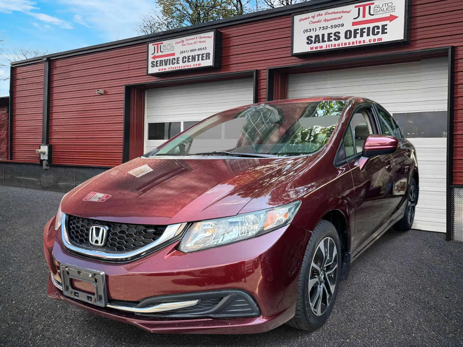 Red 2015 Honda Civic Sedan 4dr CVT EX for sale in Selden, NY
