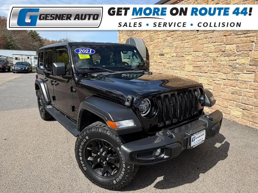 Black 2021 Jeep Wrangler Unlimited Willys Sport Utility 4D for sale in Taunton, MA