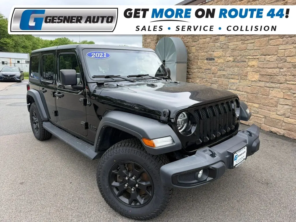 Black 2021 Jeep Wrangler Unlimited Willys Sport Utility 4D for sale in Taunton, MA