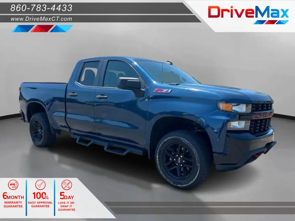 Blue 2019 Chevrolet Silverado 1500 Double Cab Custom Trail Boss Pickup 4D 6 1/2 ft for sale in Manchester, CT