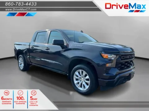 Black 2023 Chevrolet Silverado 1500 Crew Cab Custom Pickup 4D 5 3/4 ft for sale in Manchester, CT