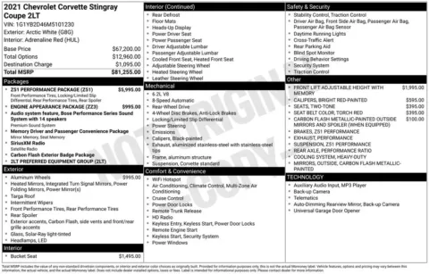 Photos of 2021 Chevrolet Corvette Stingray 2LT for sale in Westfield, IN at Indy Auto Man - Westfield