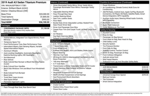 Photos of 2019 Audi A3 2.0T Premium FrontTrak for sale in Westfield, IN at Indy Auto Man - Westfield