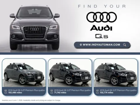 Black 2018 Audi Q5 2.0T Premium Plus quattro for sale in Westfield, IN