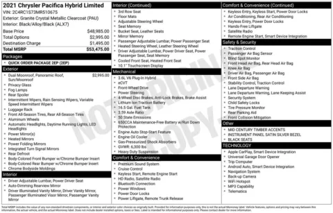 Photos of 2021 Chrysler Pacifica Hybrid Limited for sale in Westfield, IN at Indy Auto Man - Westfield