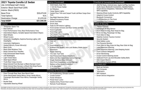Photos of 2021 Toyota Corolla LE for sale in Westfield, IN at Indy Auto Man - Westfield