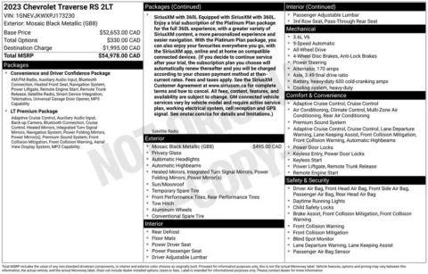 Photos of 2023 Chevrolet Traverse RS for sale in Westfield, IN at Indy Auto Man - Westfield