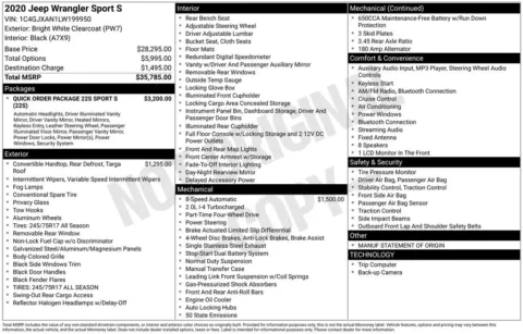 Photos of 2020 Jeep Wrangler Sport S for sale in Westfield, IN at Indy Auto Man - Westfield