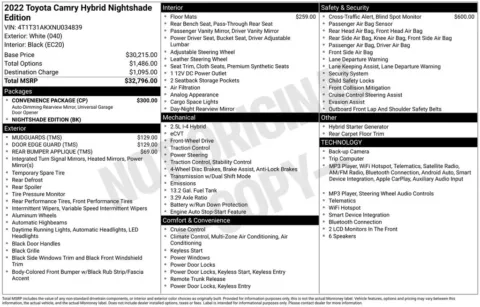 Photos of 2022 Toyota Camry Hybrid Nightshade for sale in Westfield, IN at Indy Auto Man - Westfield
