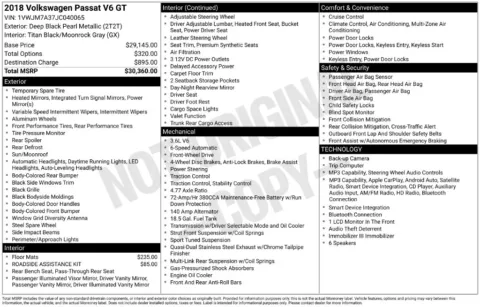 Photos of 2018 Volkswagen Passat 3.6L V6 GT for sale in Westfield, IN at Indy Auto Man - Westfield