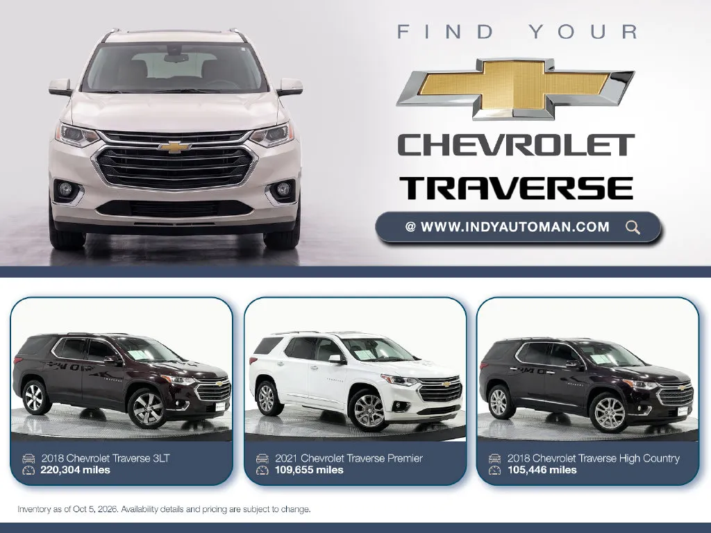 White 2019 Chevrolet Traverse 3LT for sale in Westfield, IN
