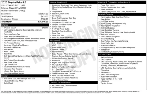 Photos of 2020 Toyota Prius LE for sale in Westfield, IN at Indy Auto Man - Westfield