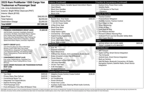 More photos of 2025 Ram ProMaster Cargo Van Tradesman at Woody Folsom Chrysler Dodge Jeep Ram of Baxley, GA