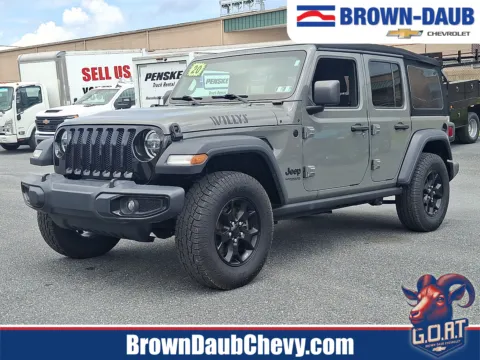 Gray 2020 Jeep Wrangler Unlimited Willys 4x4 for sale in Nazareth, PA
