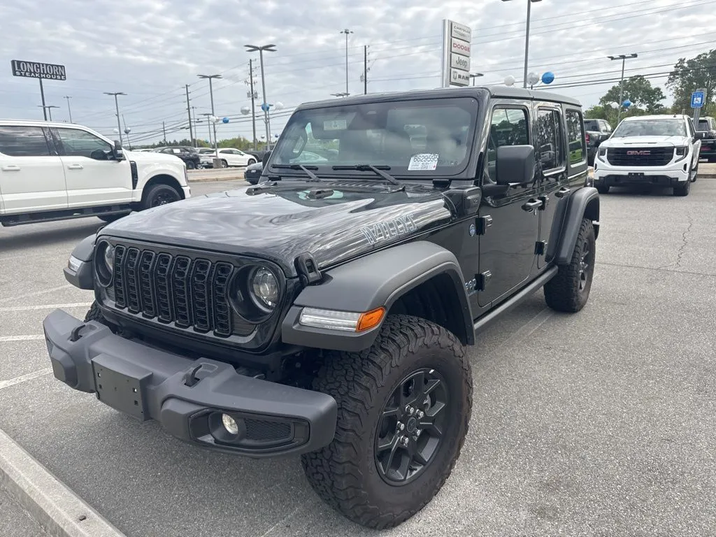 Used 2025 Jeep Wrangler 4xe Willys 4XE with VIN 1C4RJXN69SW579855 for sale in Lumberton, NC
