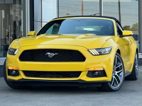 Yellow 2017 Ford Mustang EcoBoost Premium for sale in Indianapolis, IN