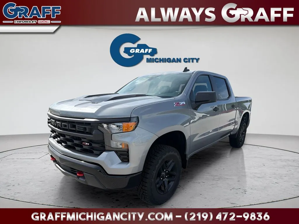 Gray 2026 Chevrolet Silverado 1500 Custom Trail Boss for sale in Michigan City, IN
