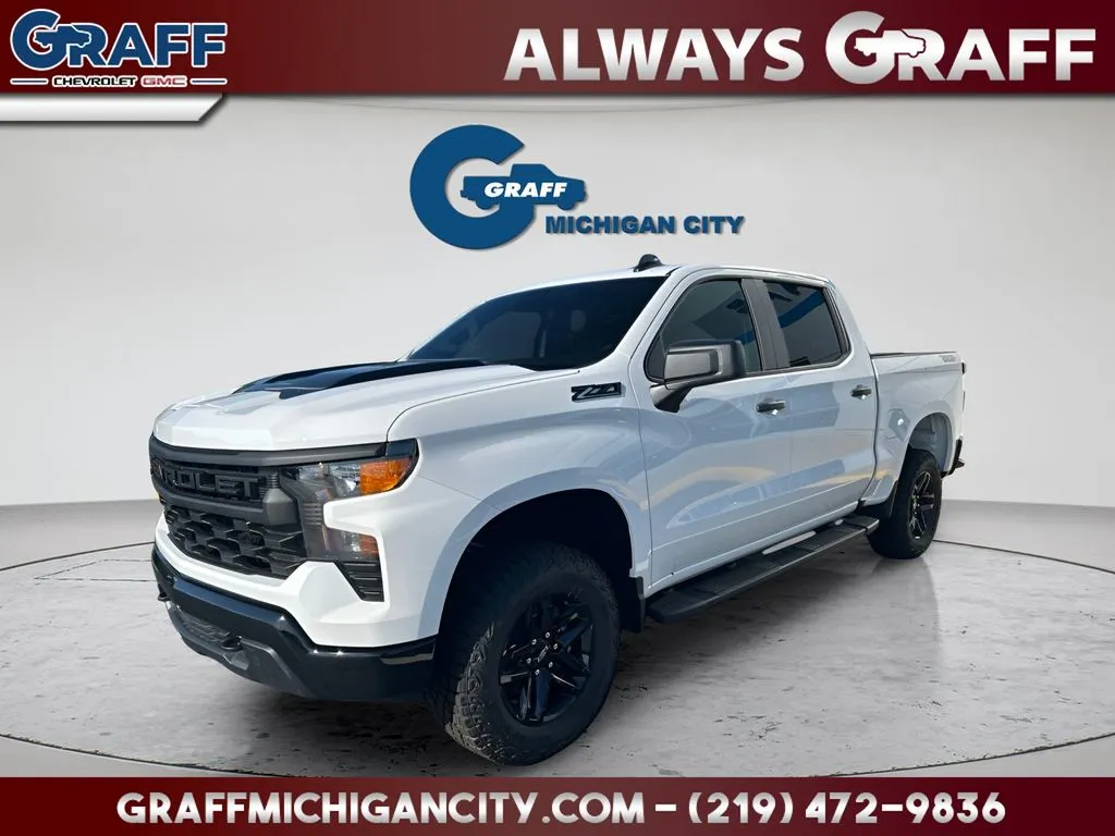 White 2026 Chevrolet Silverado 1500 Custom Trail Boss for sale in Michigan City, IN