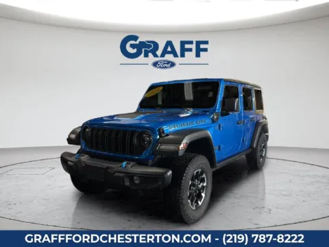 Blue 2024 Jeep Wrangler Rubicon 4xe for sale in Chesterton, IN
