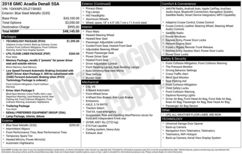 Blue 2018 GMC Acadia Denali for sale in Pensacola, FL