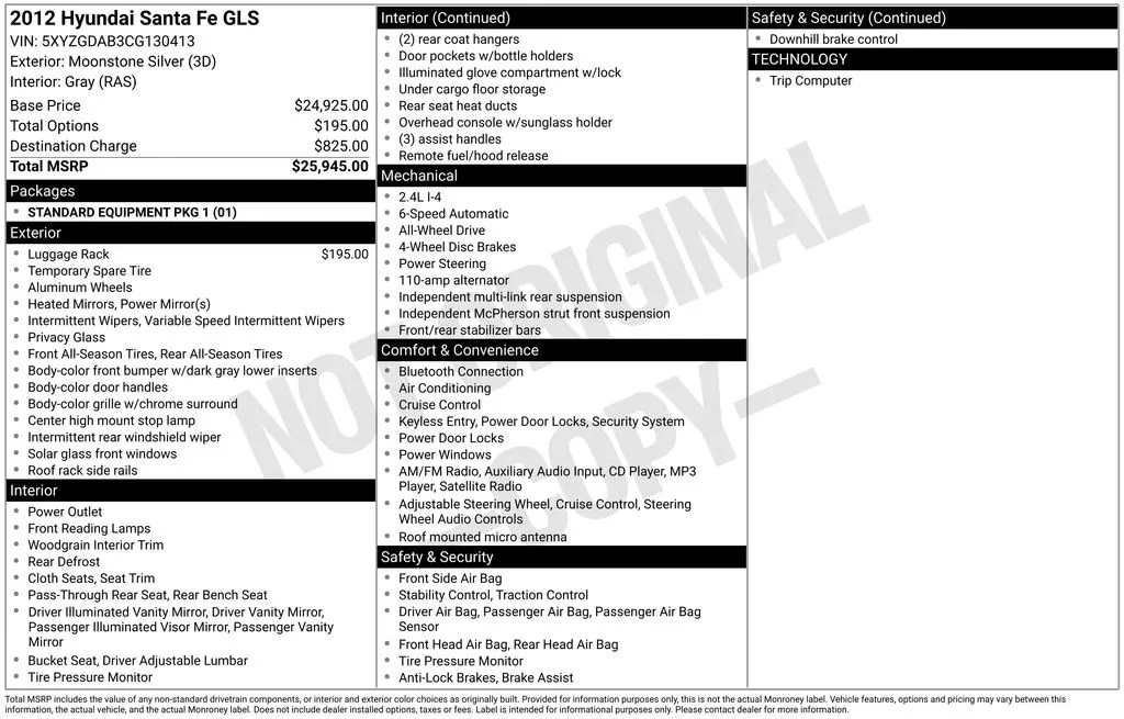 2012 Hyundai Santa Fe GLS for sale in Pensacola, FL