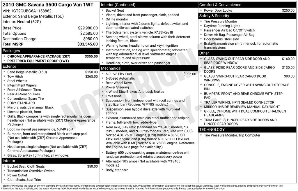 2010 GMC Savana 3500 Work Van for sale in Pensacola, FL