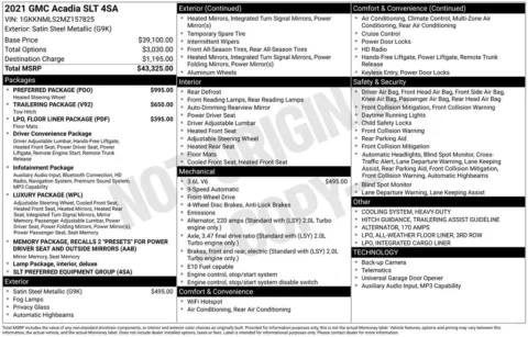 Another view of 2021 GMC Acadia SLT for sale in Pensacola, FL at Pensacola Used Cars