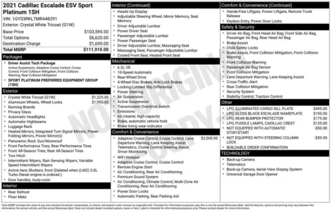 Another view of 2021 Cadillac Escalade ESV Sport Platinum for sale in Pensacola, FL at Pensacola Used Cars