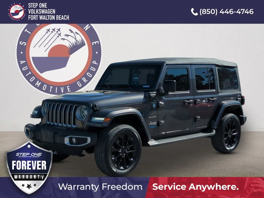 Used 2021 Jeep Wrangler Unlimited Sahara 4XE with VIN 1C4JJXP68MW754058 for sale in Crestview, FL